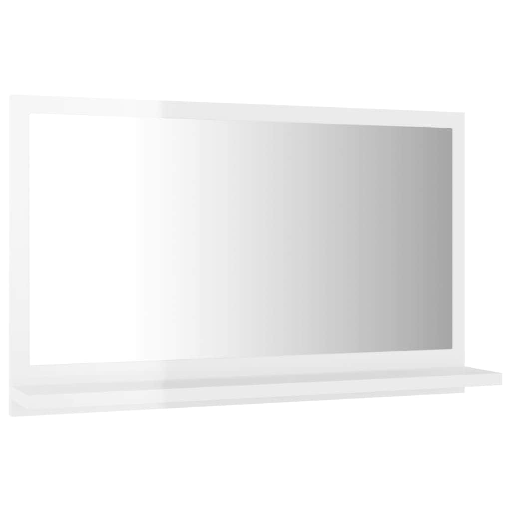 Bathroom Mirror High Gloss White Engineered Wood