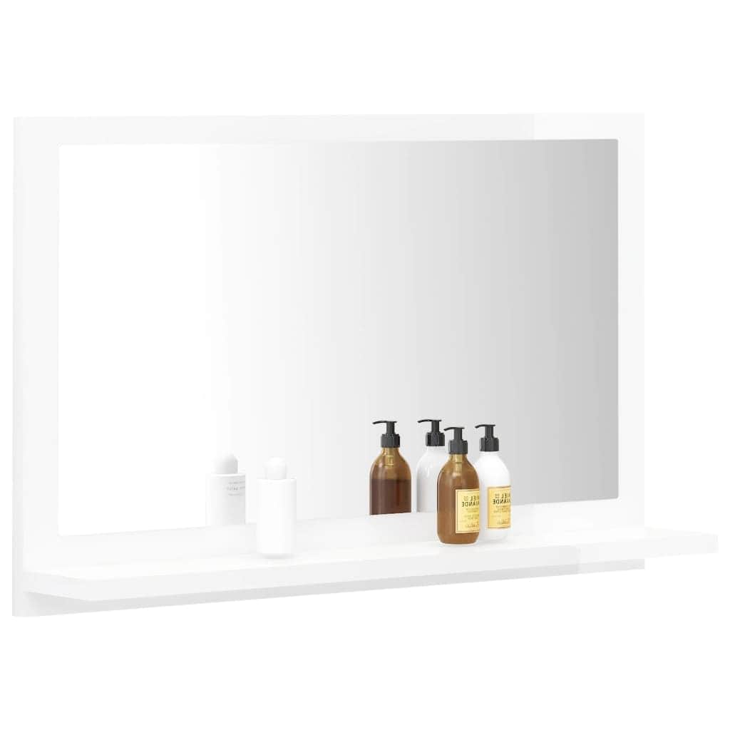 Bathroom Mirror High Gloss White Engineered Wood