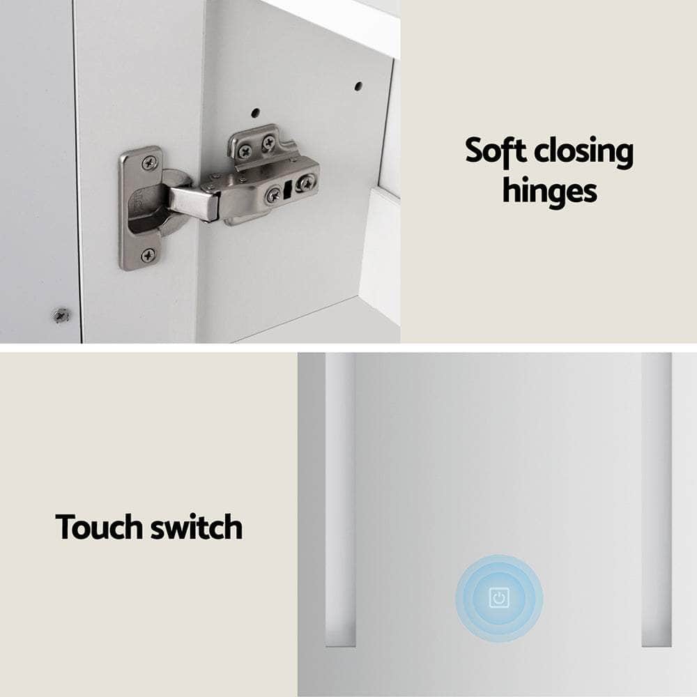 Bathroom Mirror Wall Cabinet LED Light Medicine Makeup Storage