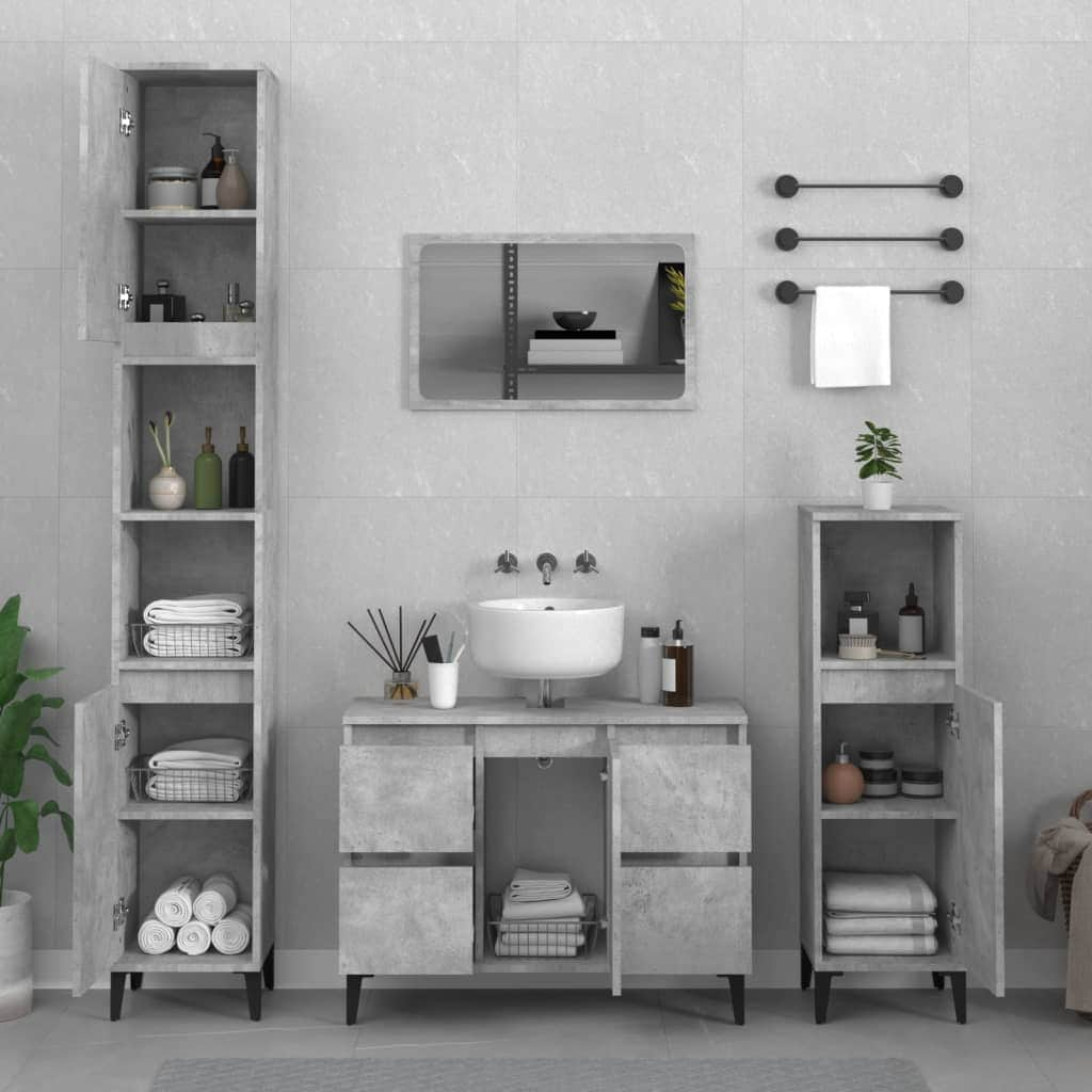 Bathroom Storage Sleek White Engineered Wood Cabinet 2 Pcs