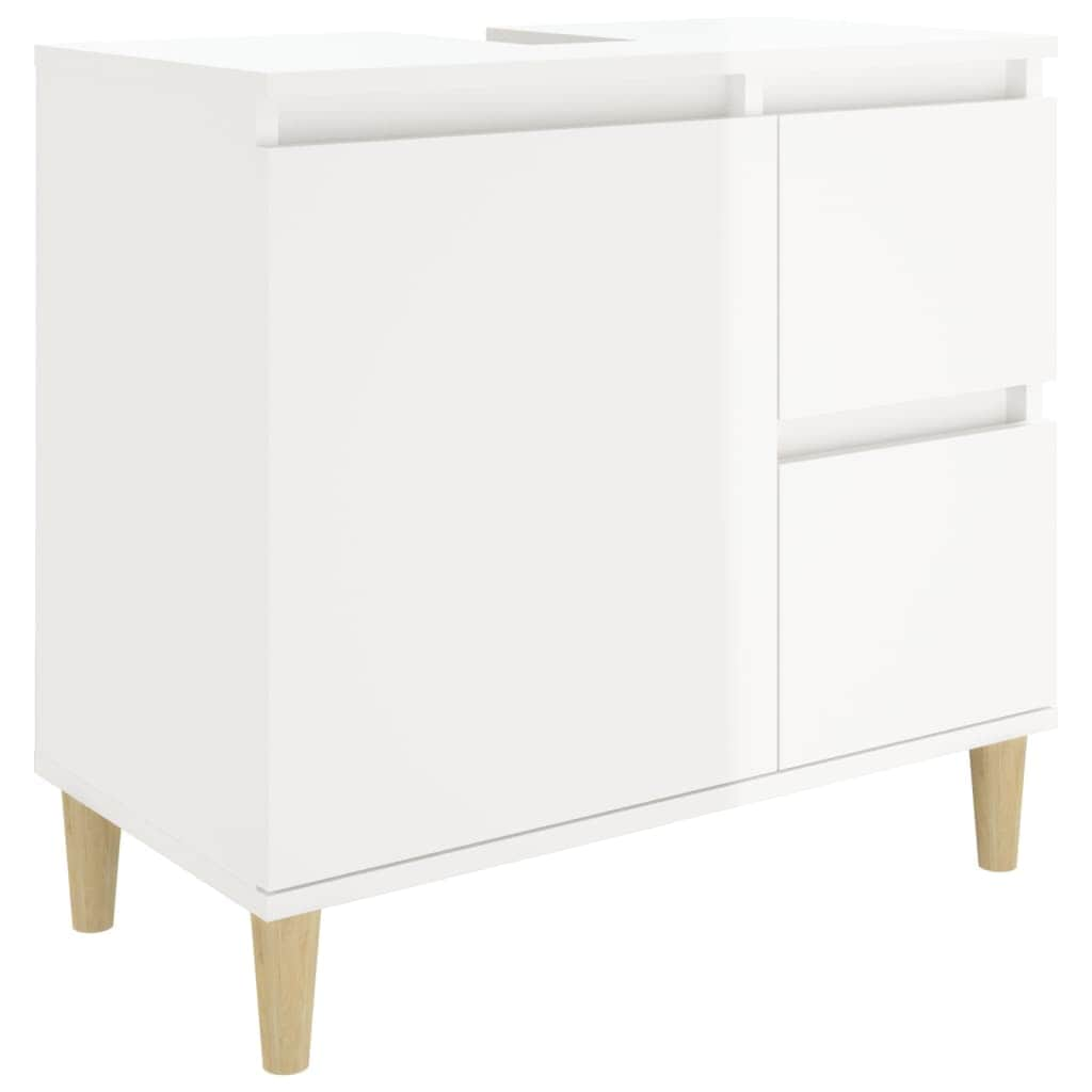 Bathroom Storage Sleek White Engineered Wood Cabinet 3 Pcs