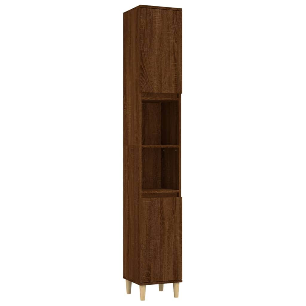 Bathroom Storage Sleek White Engineered Wood Cabinet 3 Pcs