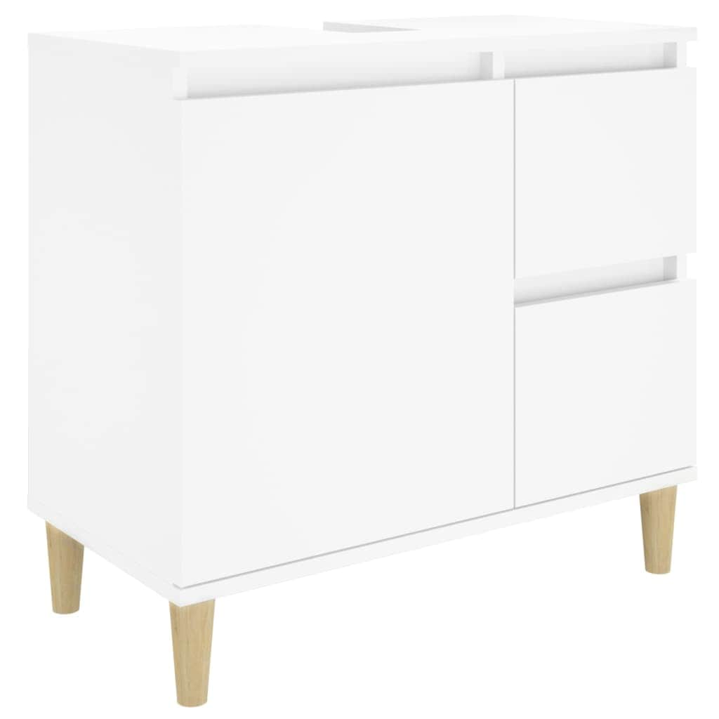 Bathroom Storage Sleek White Engineered Wood Cabinet 3 Pcs