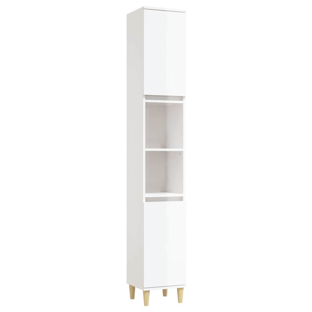 Bathroom Storage Sleek White Engineered Wood Cabinet 3 Pcs