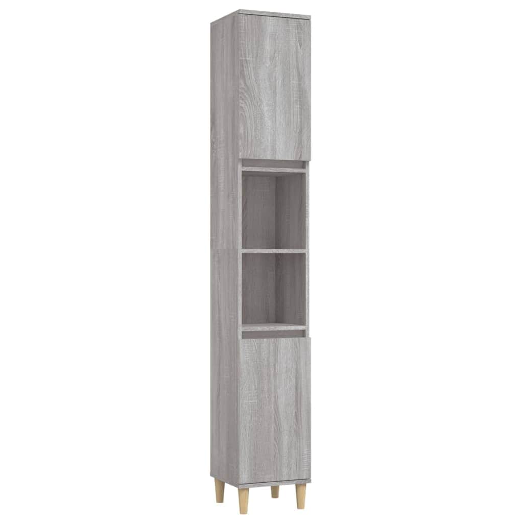Bathroom Storage Sleek White Engineered Wood Cabinet 3 Pcs