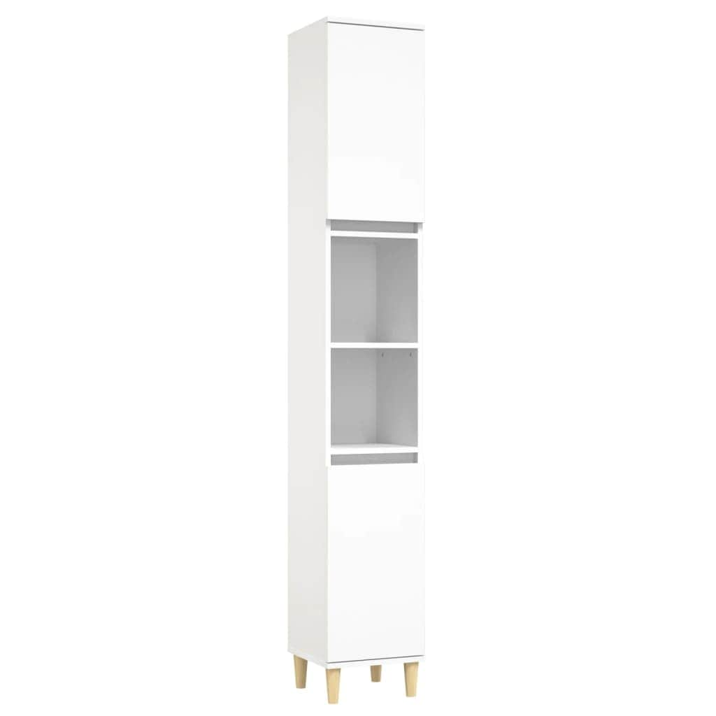 Bathroom Storage Sleek White Engineered Wood Cabinet 3 Pcs