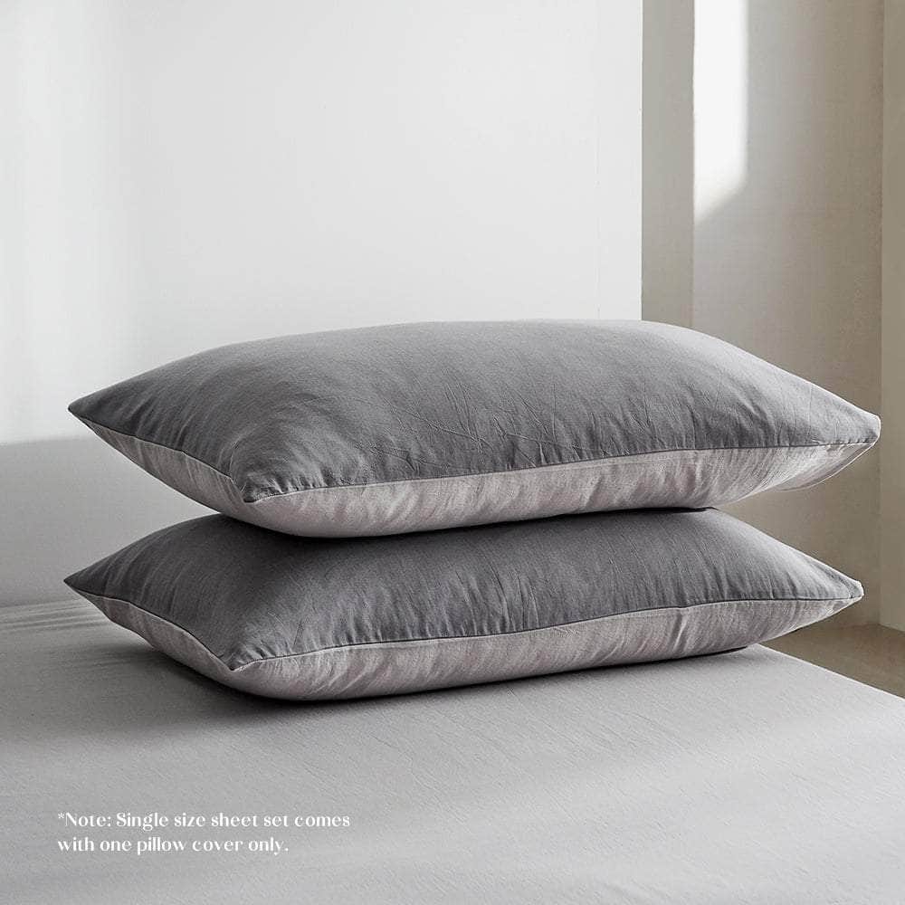 Beautiful Bed Sheets Set Single Flat Cover Pillow Case Grey Inspired