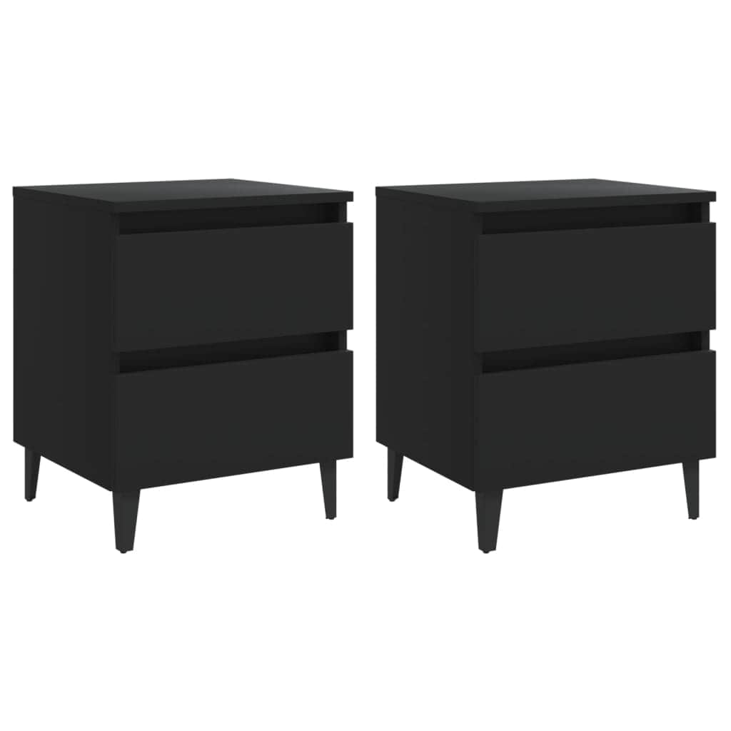 Bed Cabinets 2 pcs Black Engineered Wood