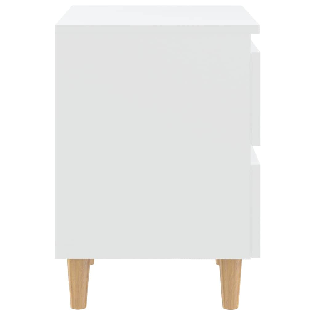 Bed Cabinets with Solid Pinewood Legs 2 pcs White