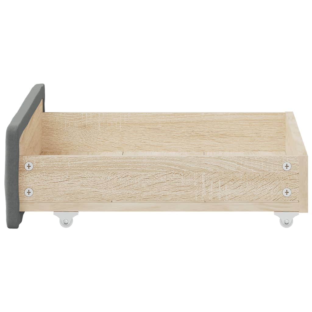 Beds & Accessories - Bed Drawers 2 pcs Dark Grey Engineered Wood and Fabric