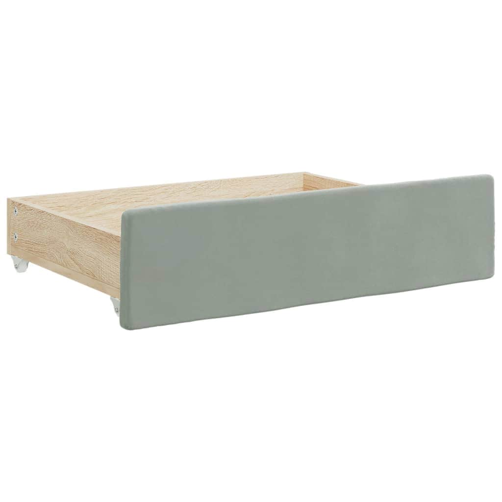 Bed Drawers 2 pcs Light Grey Engineered Wood and Velvet | Grey colour