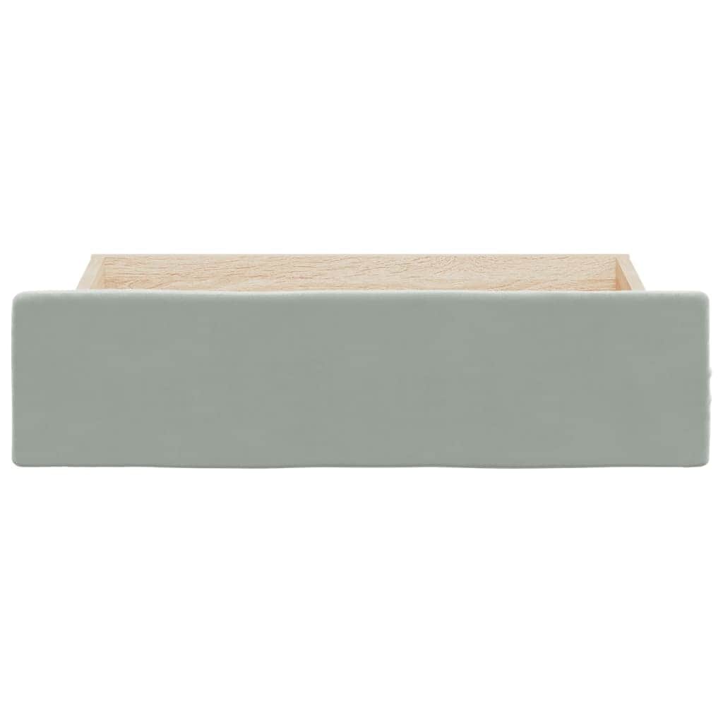 Bed Drawers 2 pcs Light Grey Engineered Wood and Velvet, Wood finish