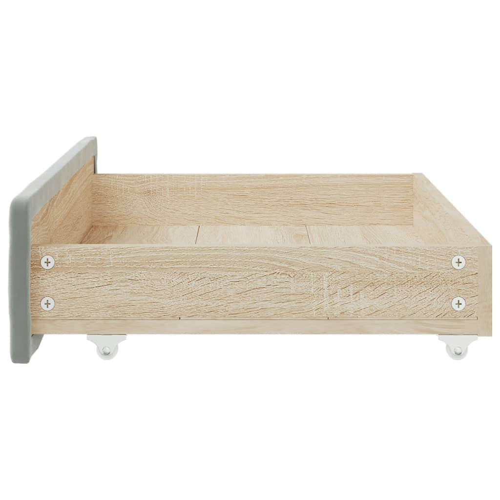 Beds & Accessories - Bed Drawers 2 pcs Light Grey Engineered Wood and Velvet