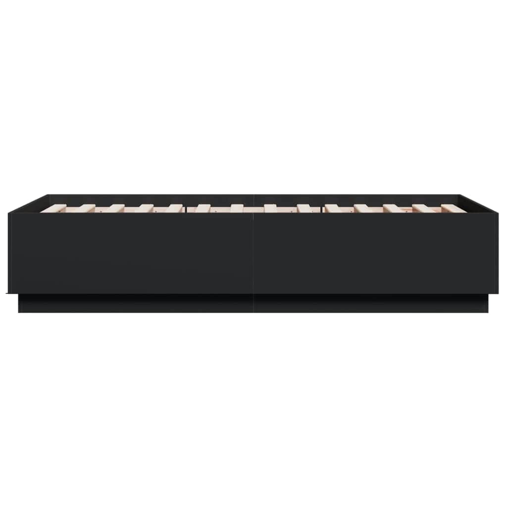 Bed Frame Black Engineered Wood Sigle Size