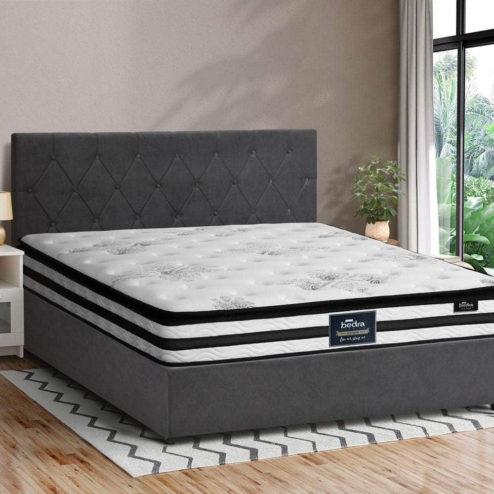 Bed Frame Double King & Queen Size Gas Lift Base with Mattress Velvet Grey