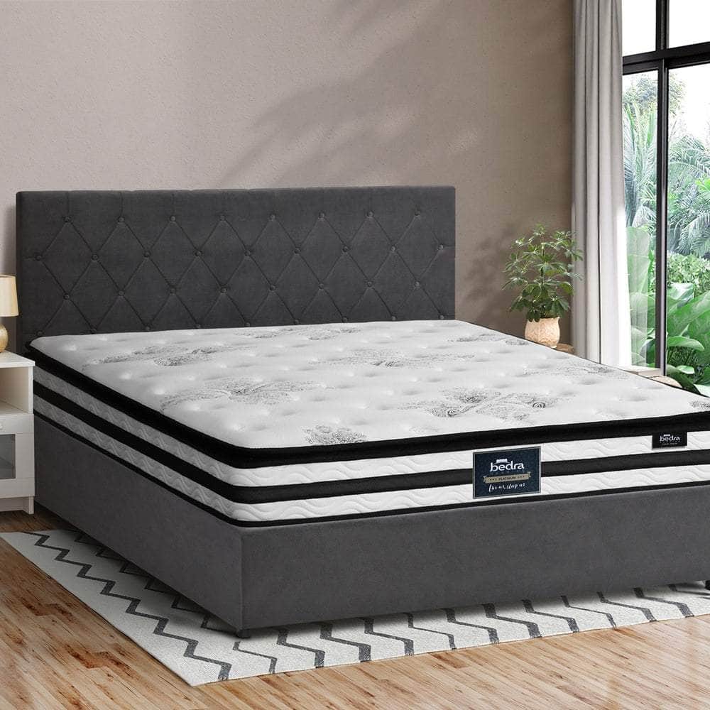 Bed Frame Double King & Queen Size Gas Lift Base with Mattress Velvet Grey