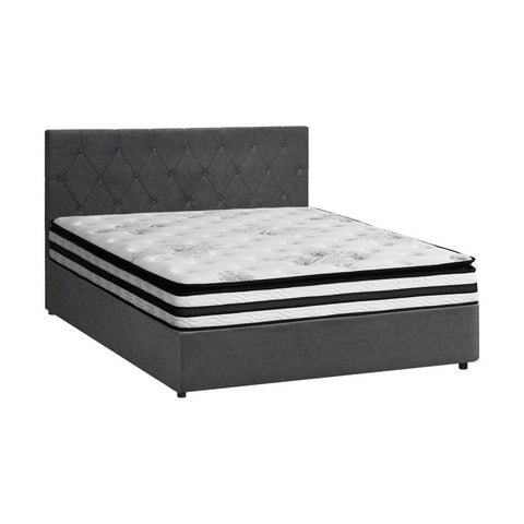 Bed Frame Double King & Queen Size Gas Lift Base with Mattress Velvet Grey