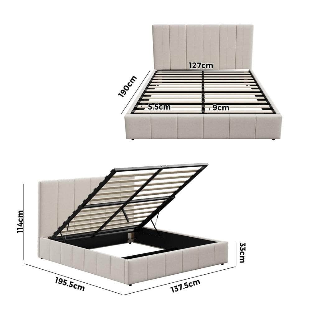Bed Frame Double King Single Queen Size Gas Lift Storage Base VISH