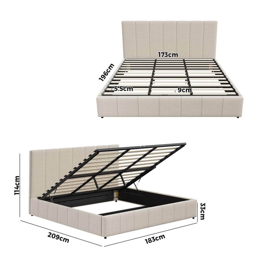 Bed Frame Double King Single Queen Size Gas Lift Storage Base VISH
