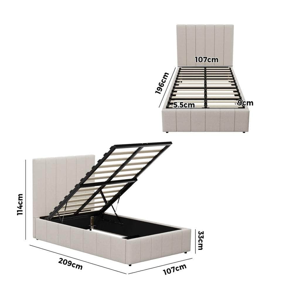 Bed Frame Double King Single Queen Size Gas Lift Storage Base VISH