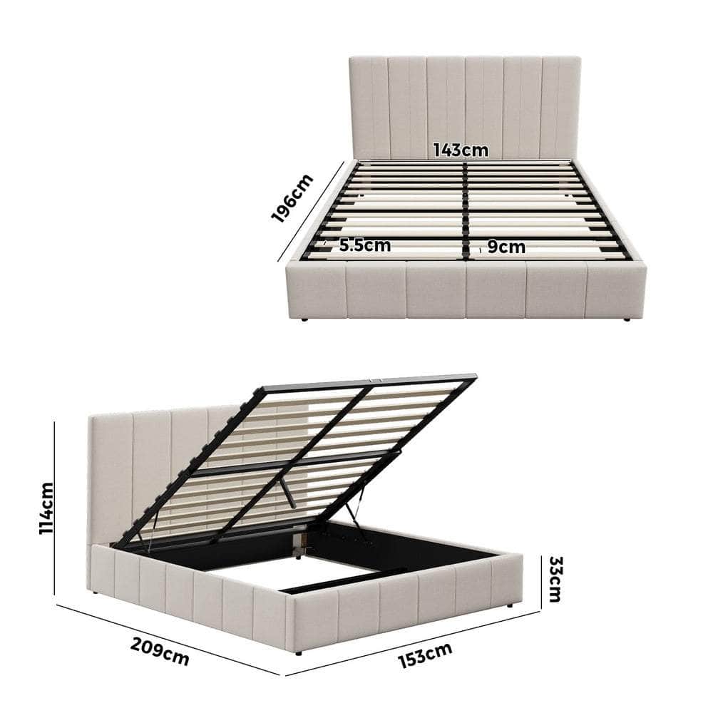 Bed Frame Double King Single Queen Size Gas Lift Storage Base VISH