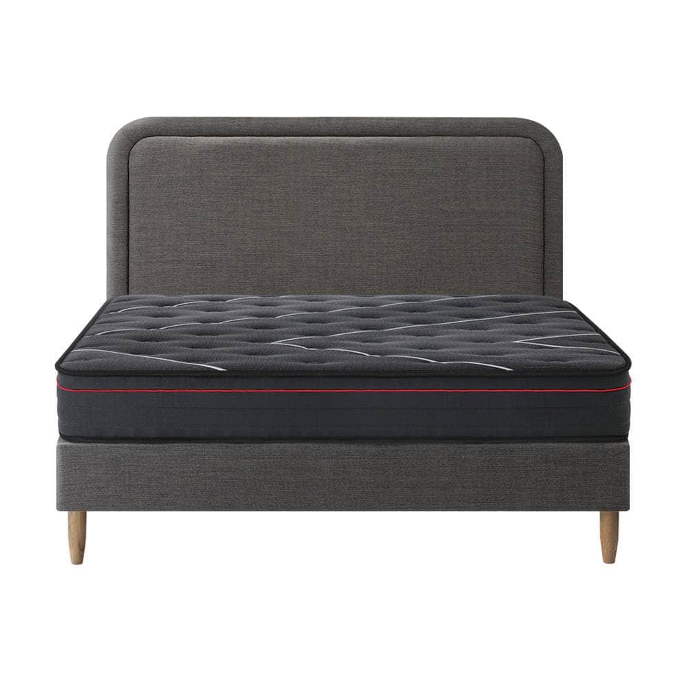 Bed Frame Double & Queen Size Beds Platform with Mattress Grey Fabric