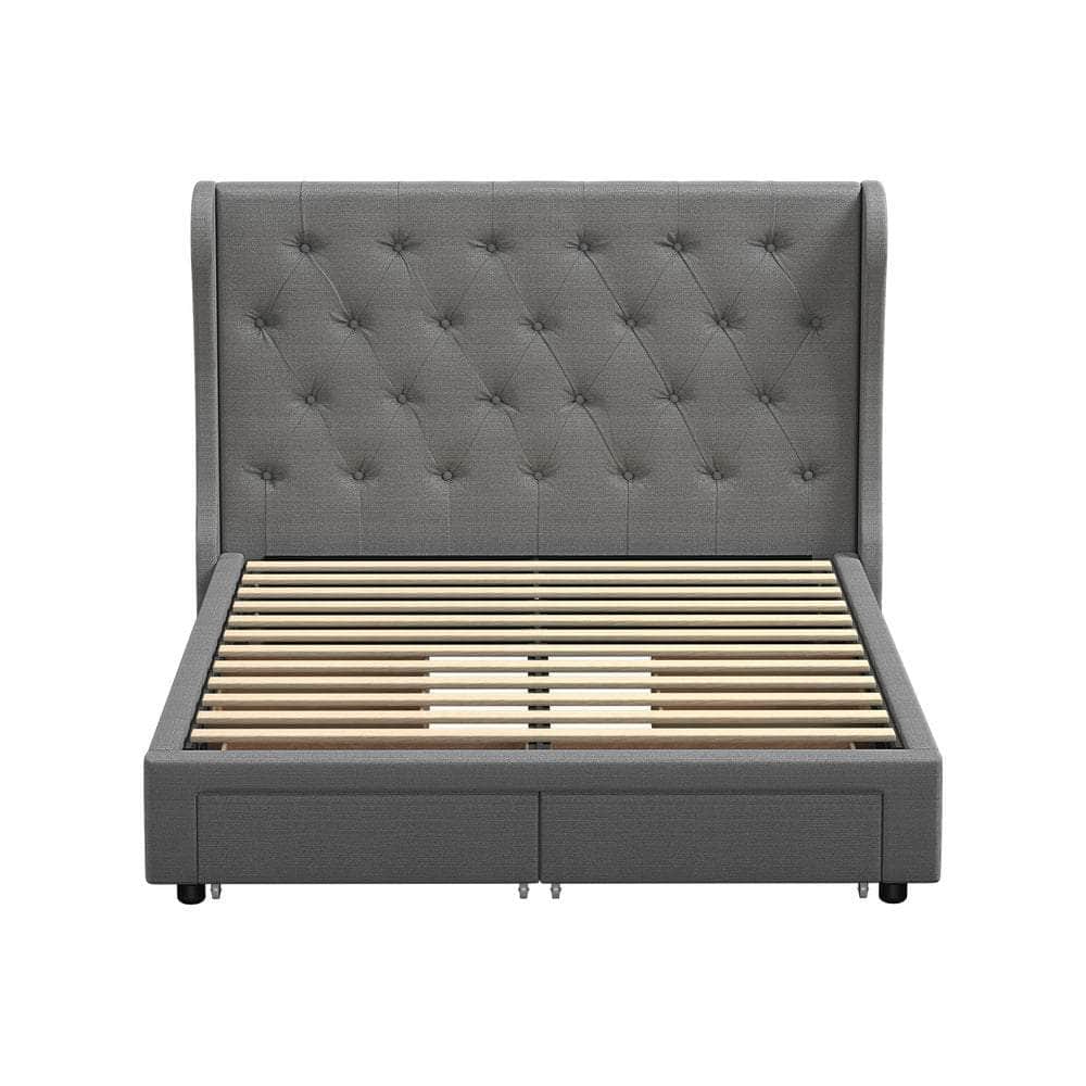 Bed Frame Double Size Frames with 4 Storage Drawers Collection