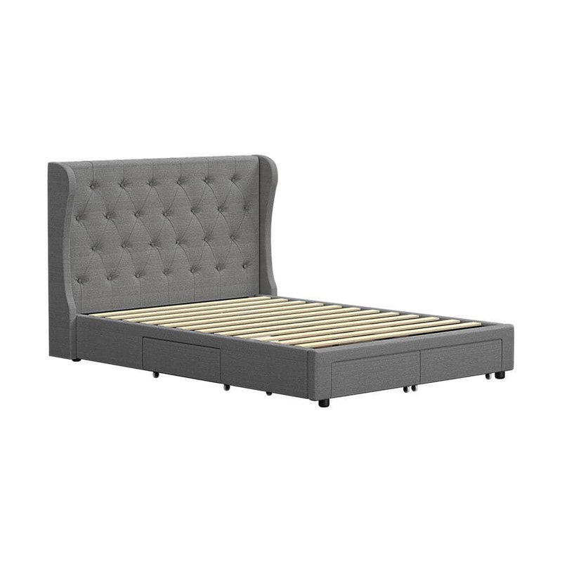 Bed Frame Double Size Frames with 4 Storage Drawers