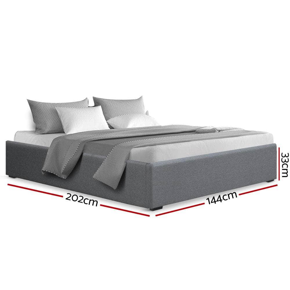 Bed Frame Double Size Gas Lift Base Grey Toki