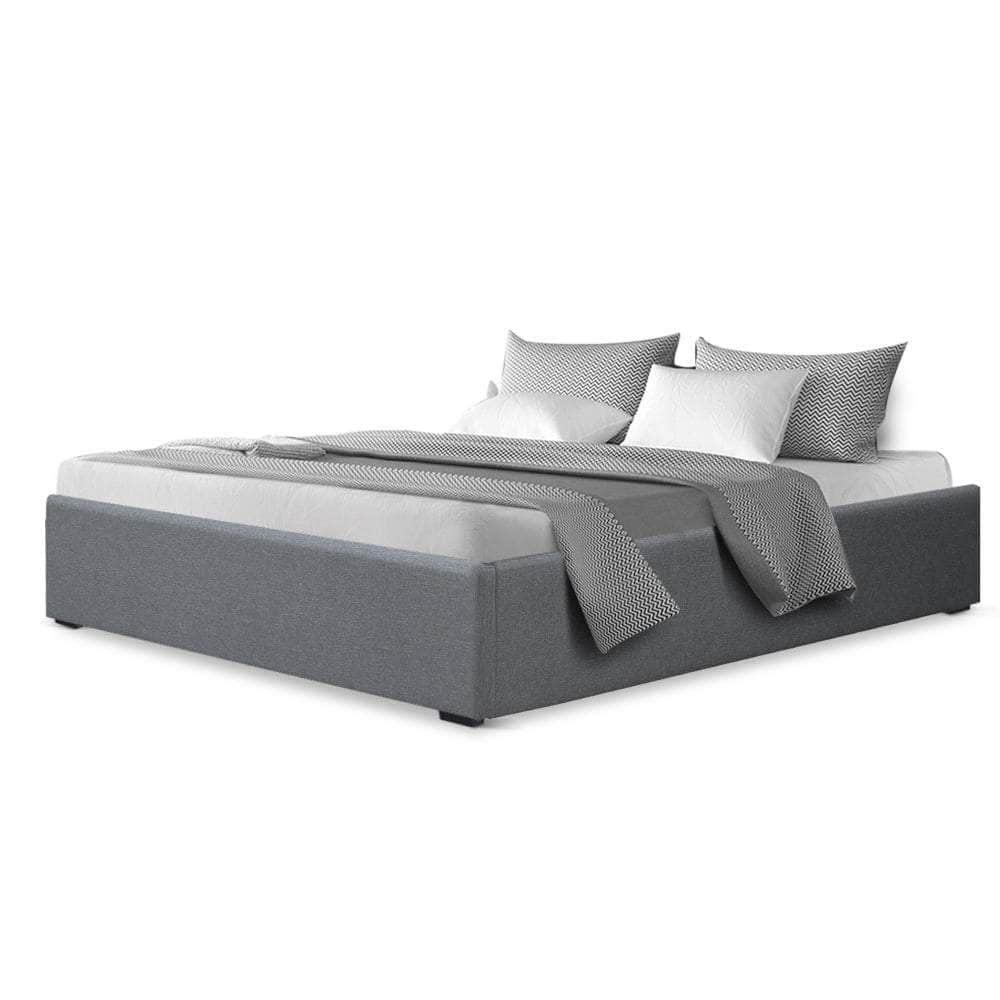 Bed Frame Double Size Gas Lift Base Grey Toki