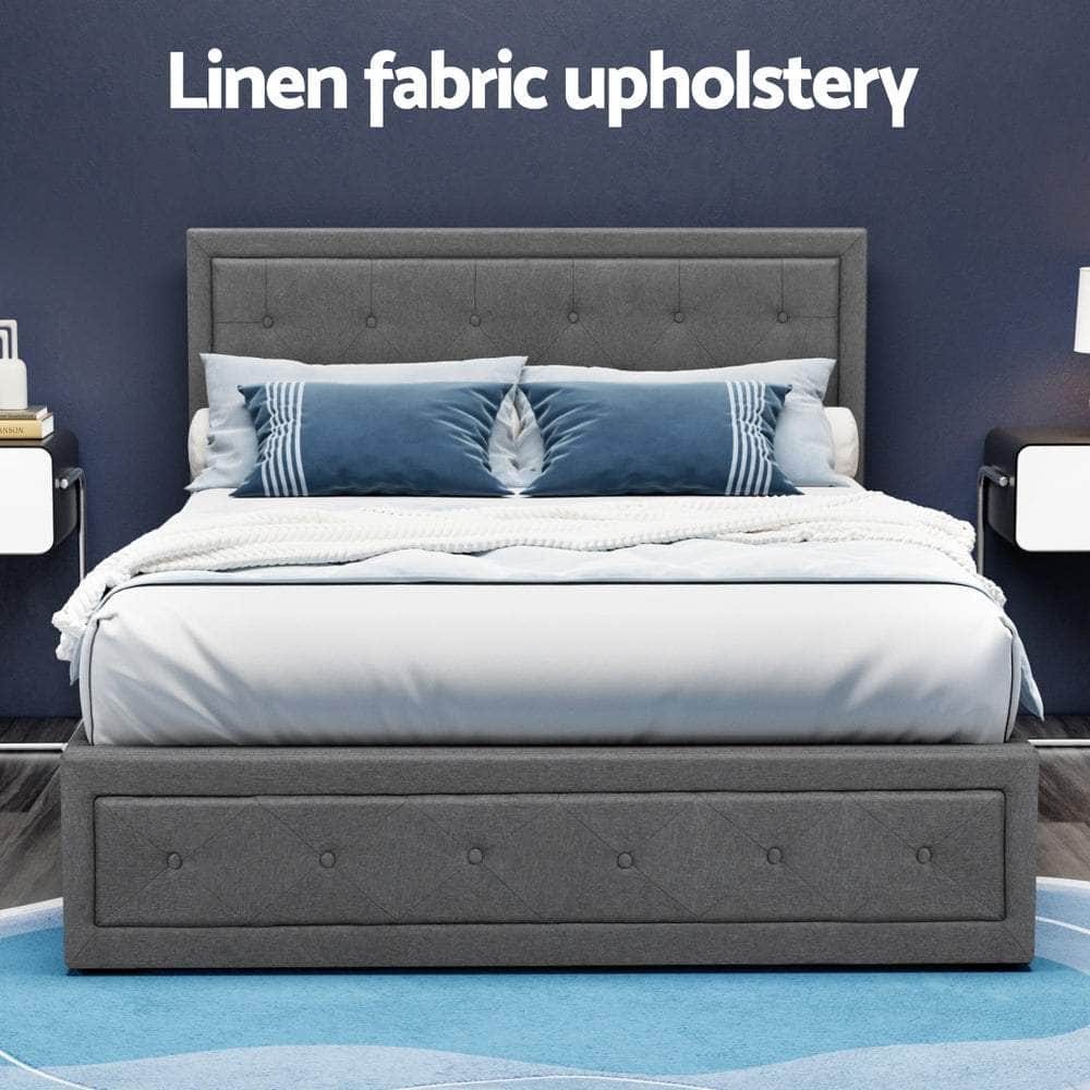 Bed Frame Double Size Gas Lift Grey Tiyo