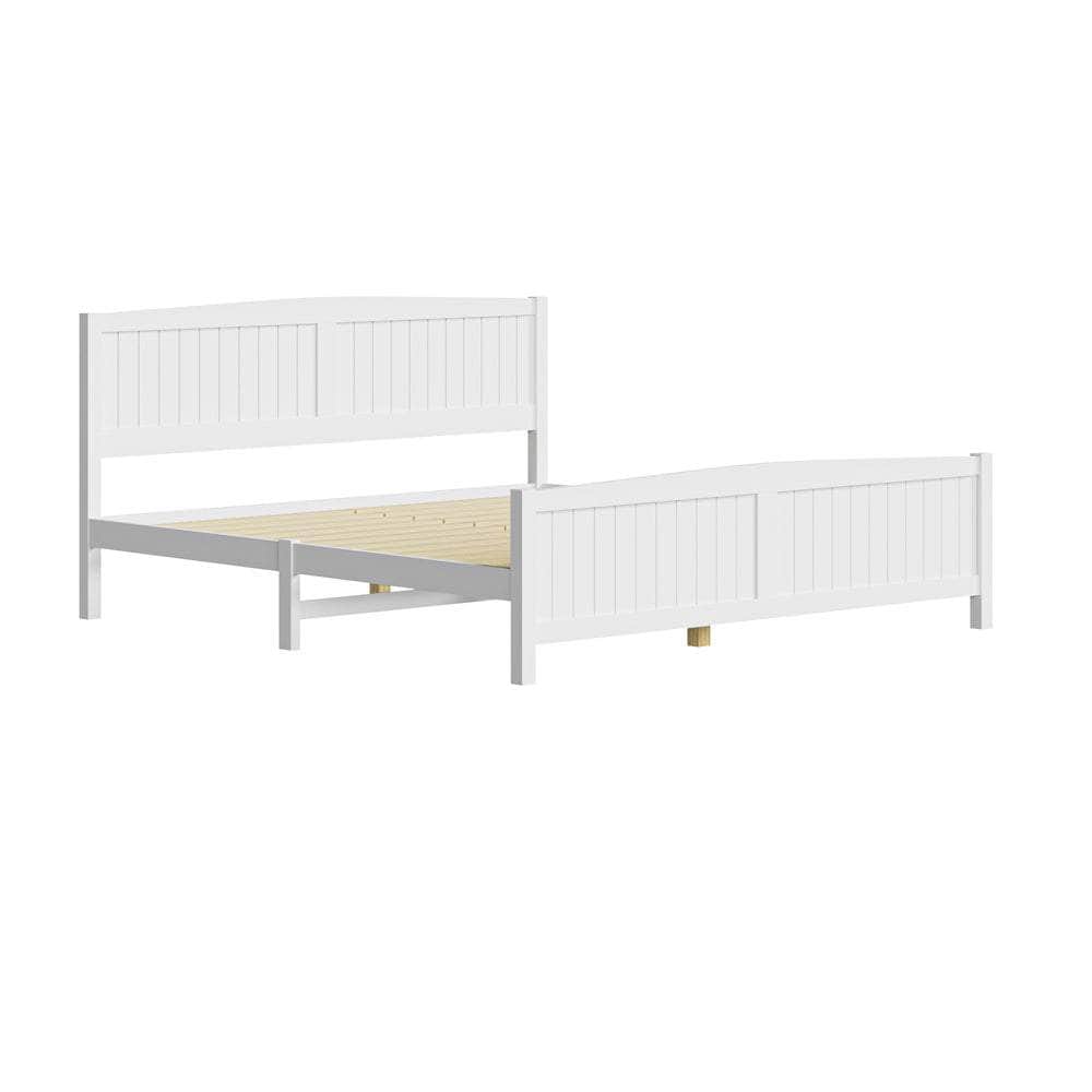 Bed Frame Double Size Timber Platform White