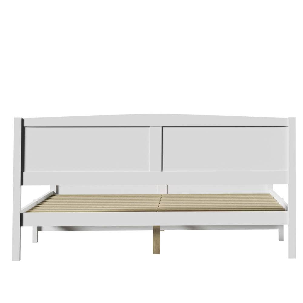 Bed Frame Double Size Timber Platform White
