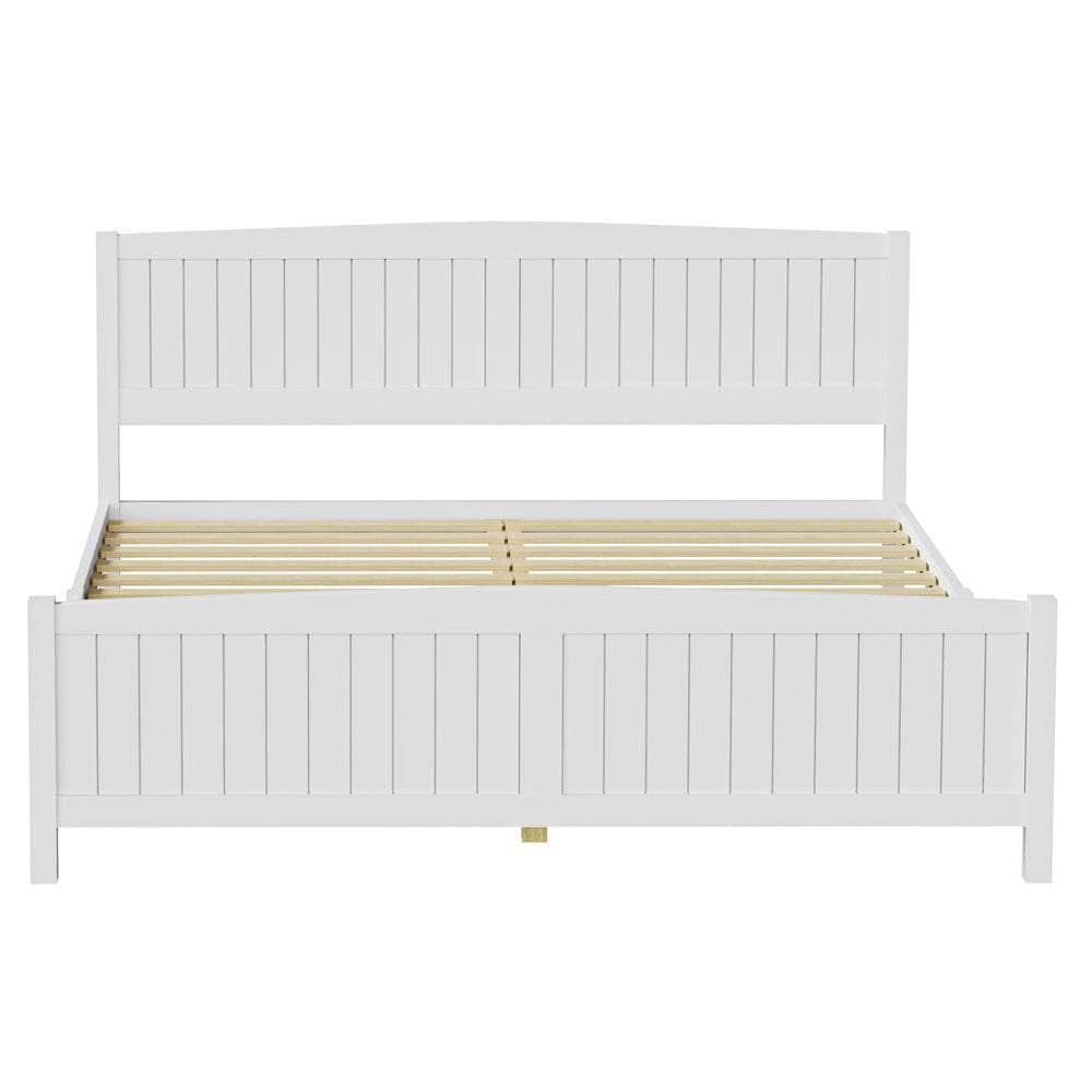 Bed Frame Double Size Timber Platform White