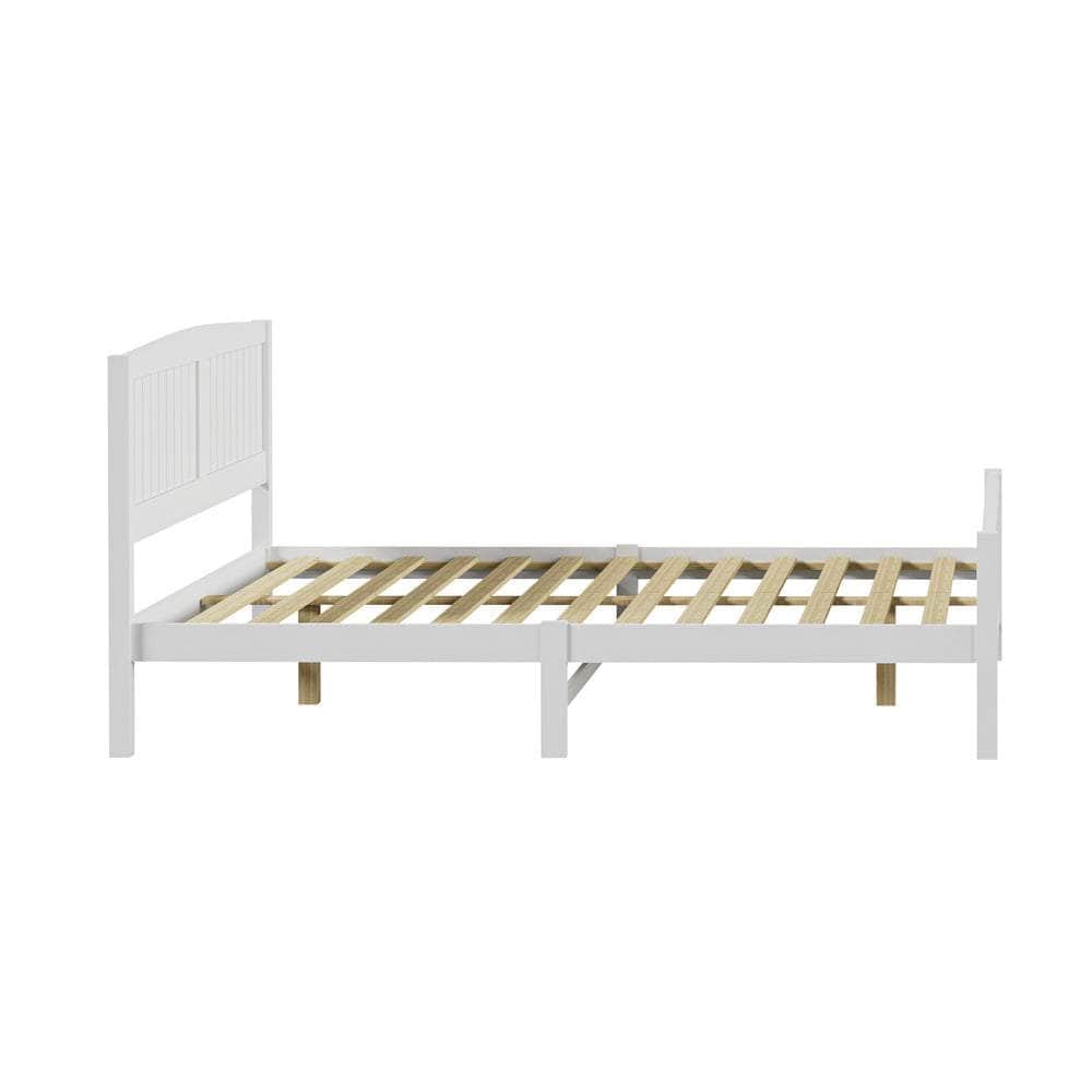 Bed Frame Double Size Timber Platform White