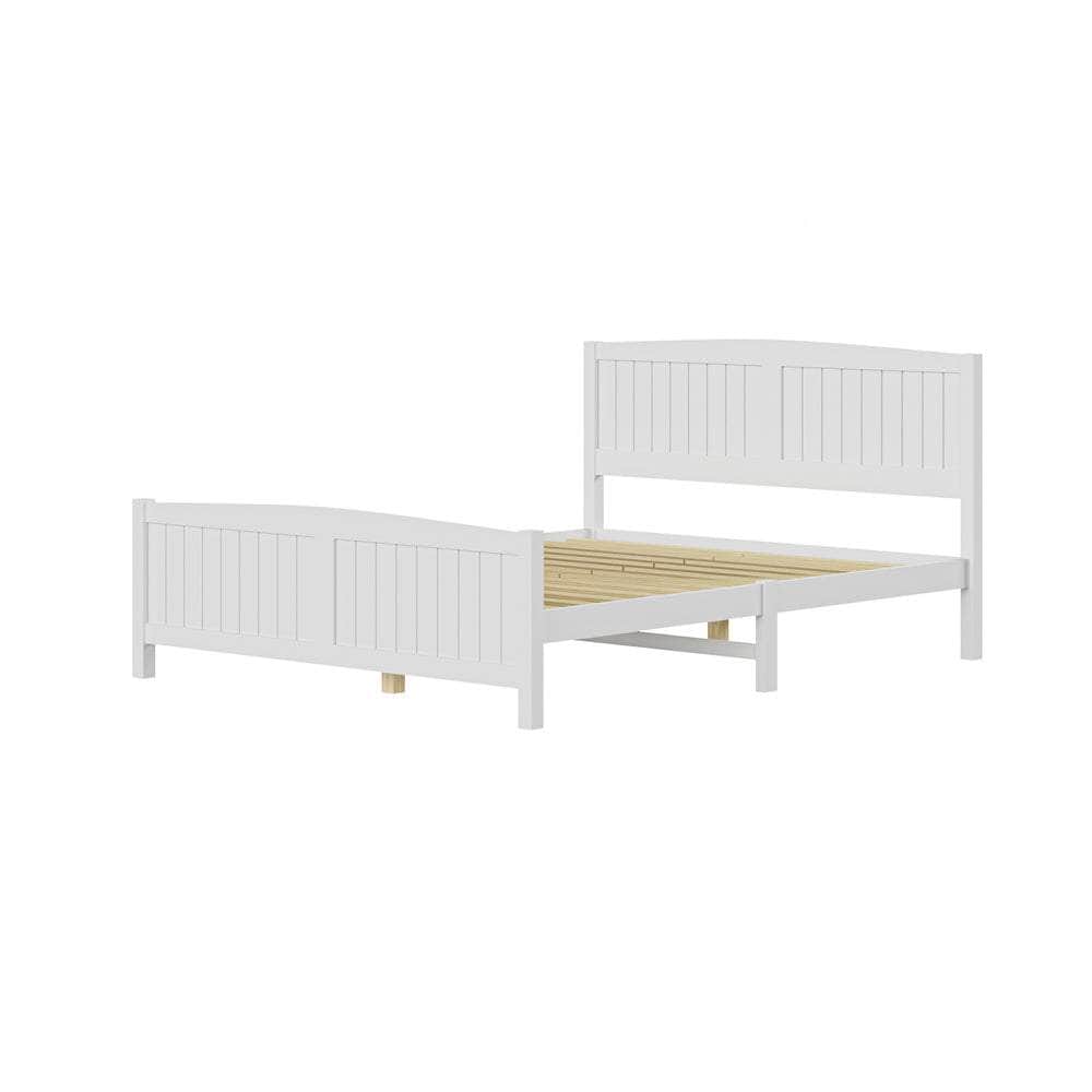 Bed Frame Double Size Timber Platform White