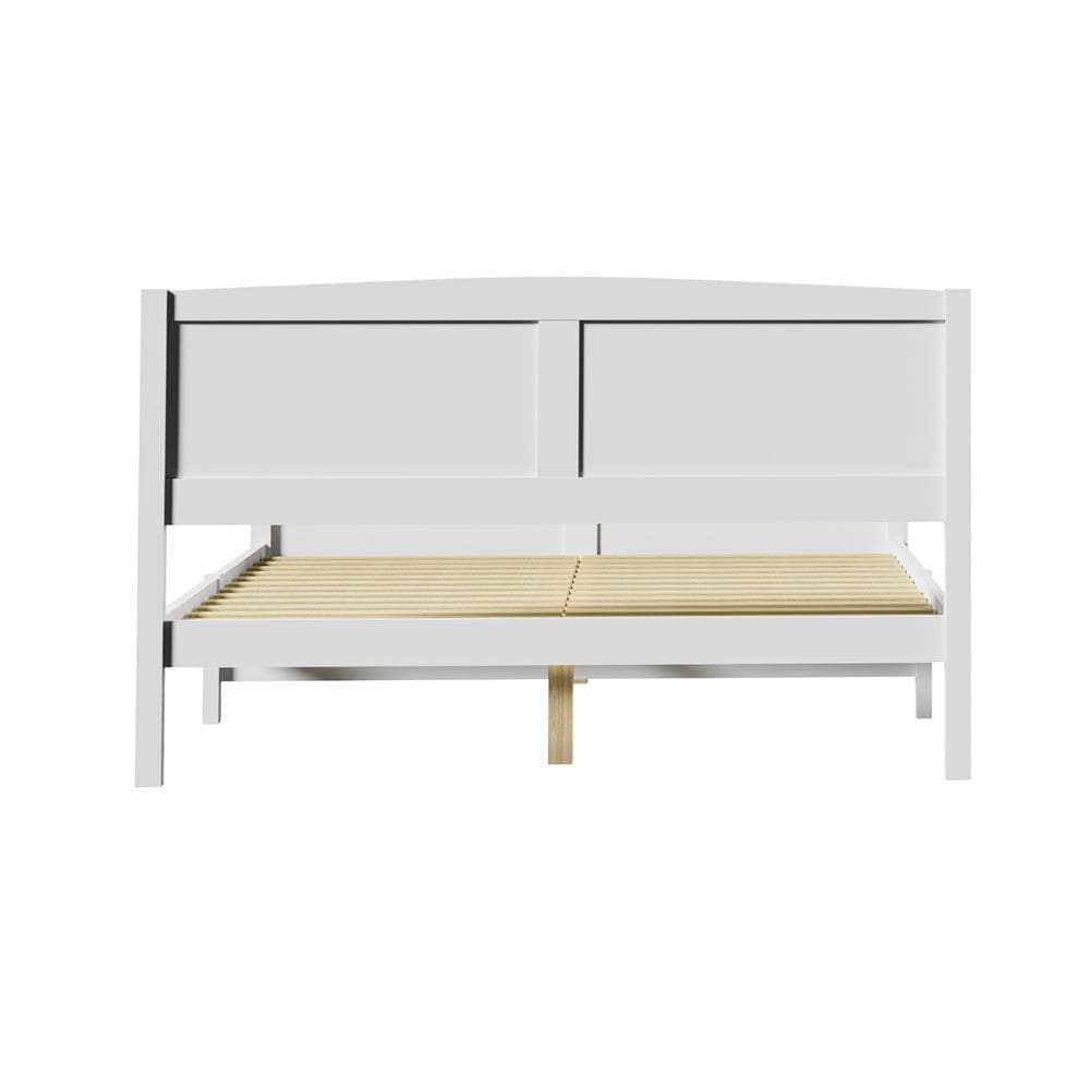 Bed Frame Double Size Timber Platform White