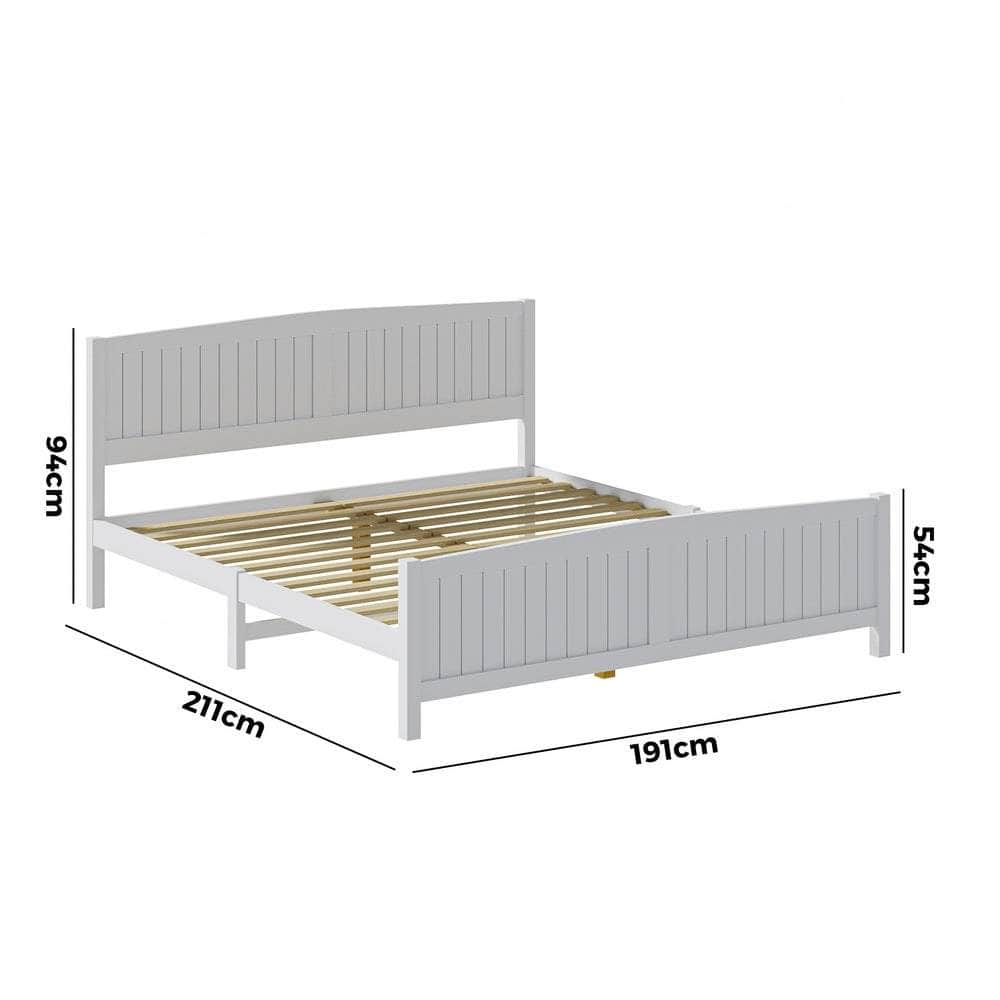 Bed Frame Double Size Timber Platform White