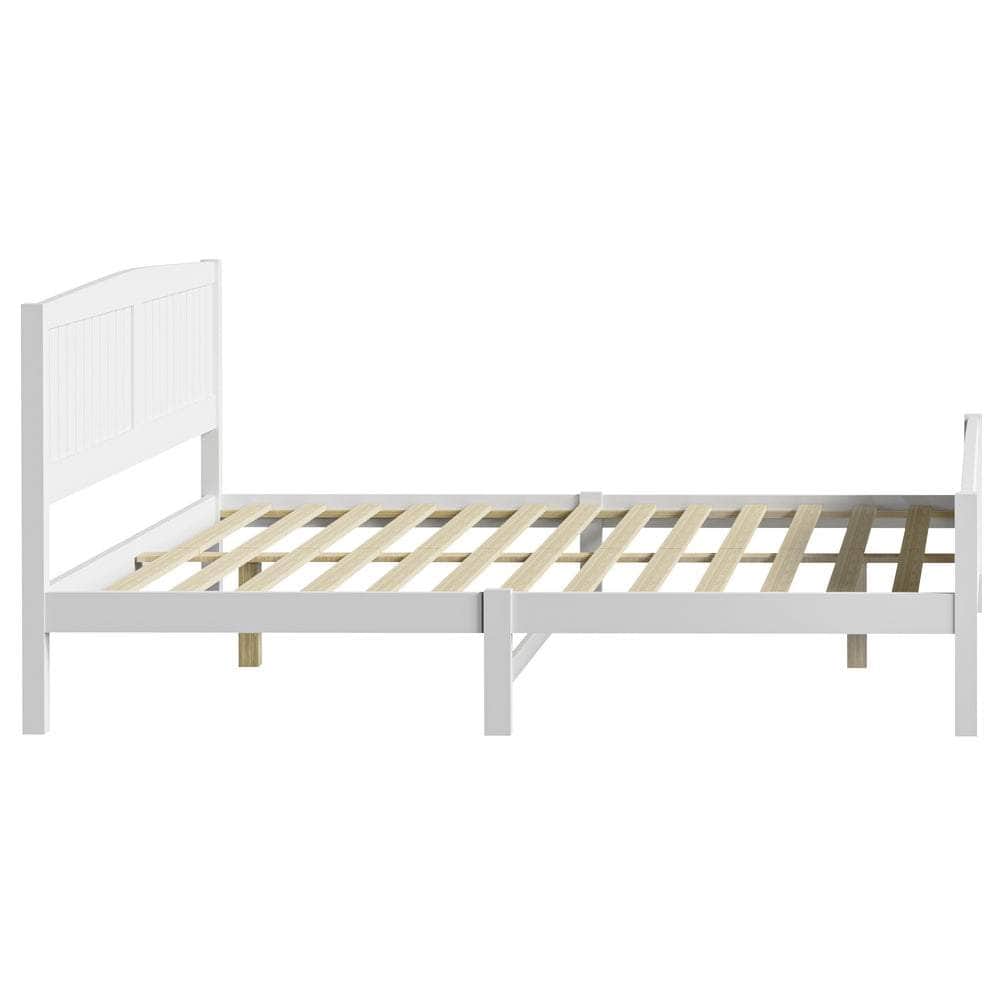 Bed Frame Double Size Timber Platform White