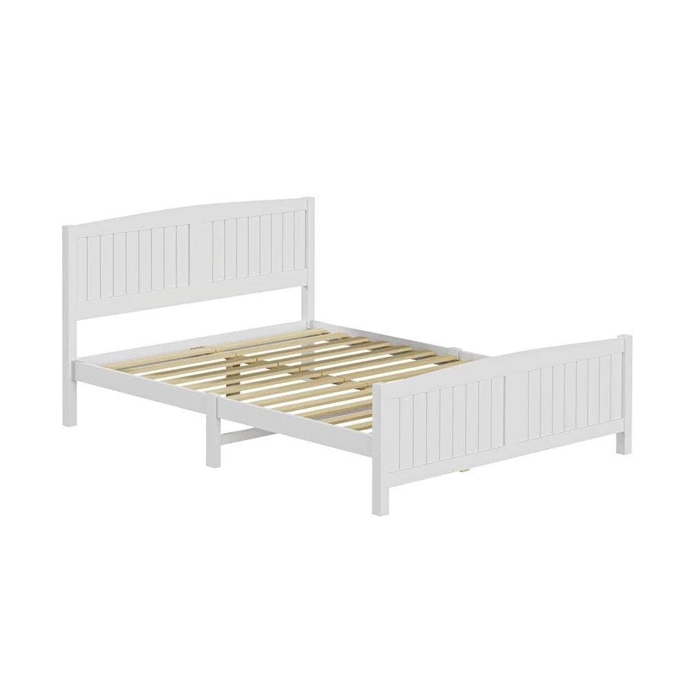 Bed Frame Double Size Timber Platform White