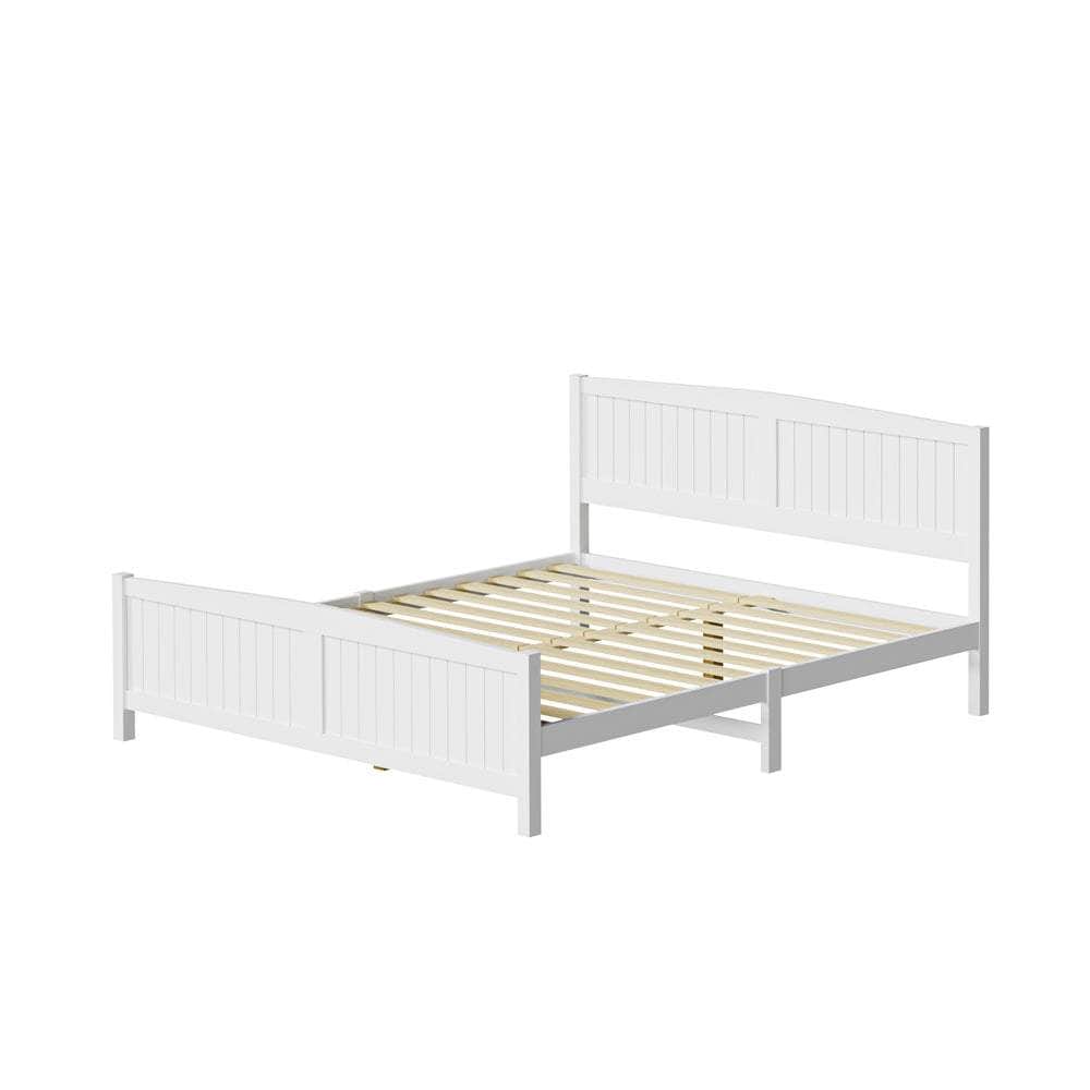 Bed Frame Double Size Timber Platform White