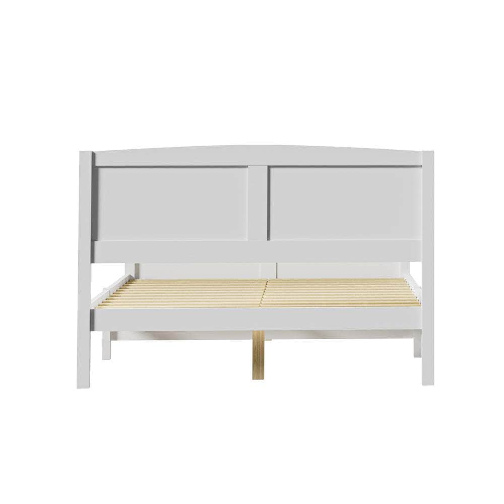Bed Frame Double Size Timber Platform White