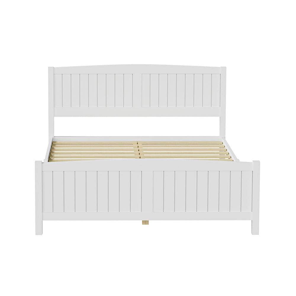 Bed Frame Double Size Timber Platform White