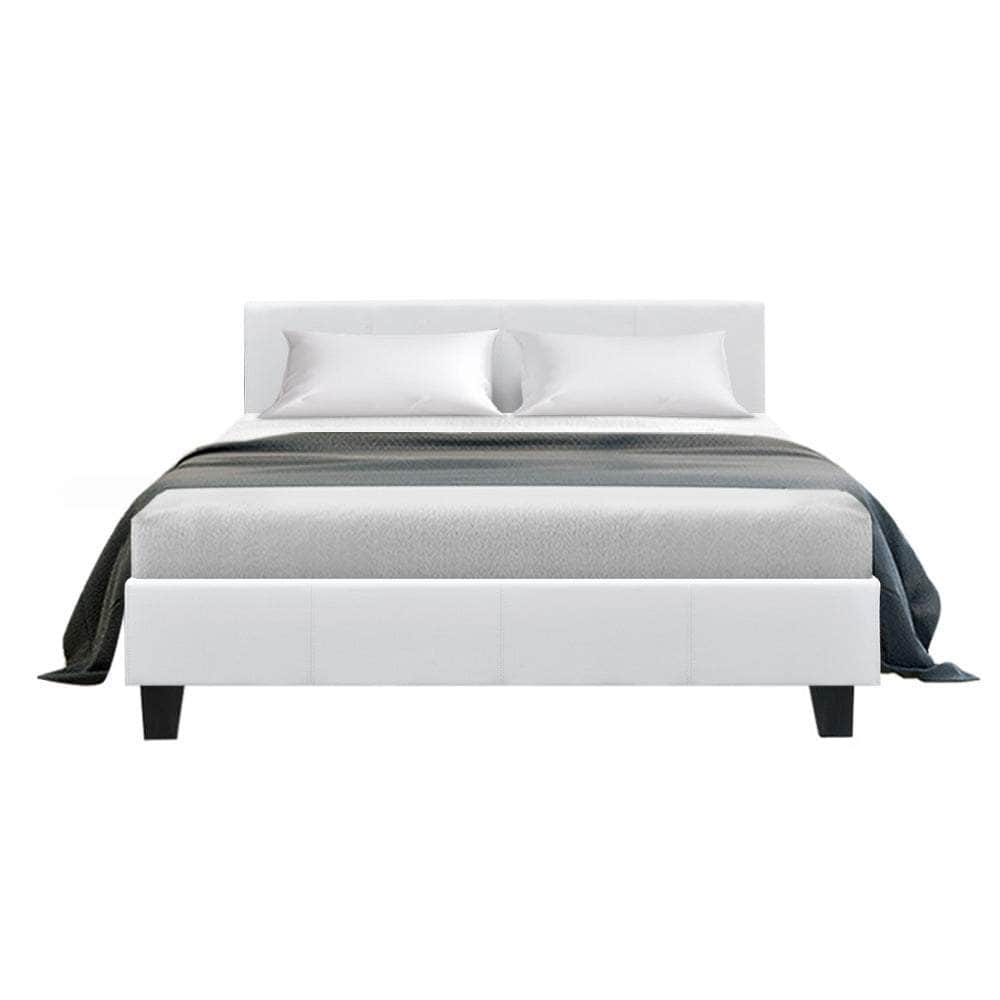 Bed Frame Double Size White Neo