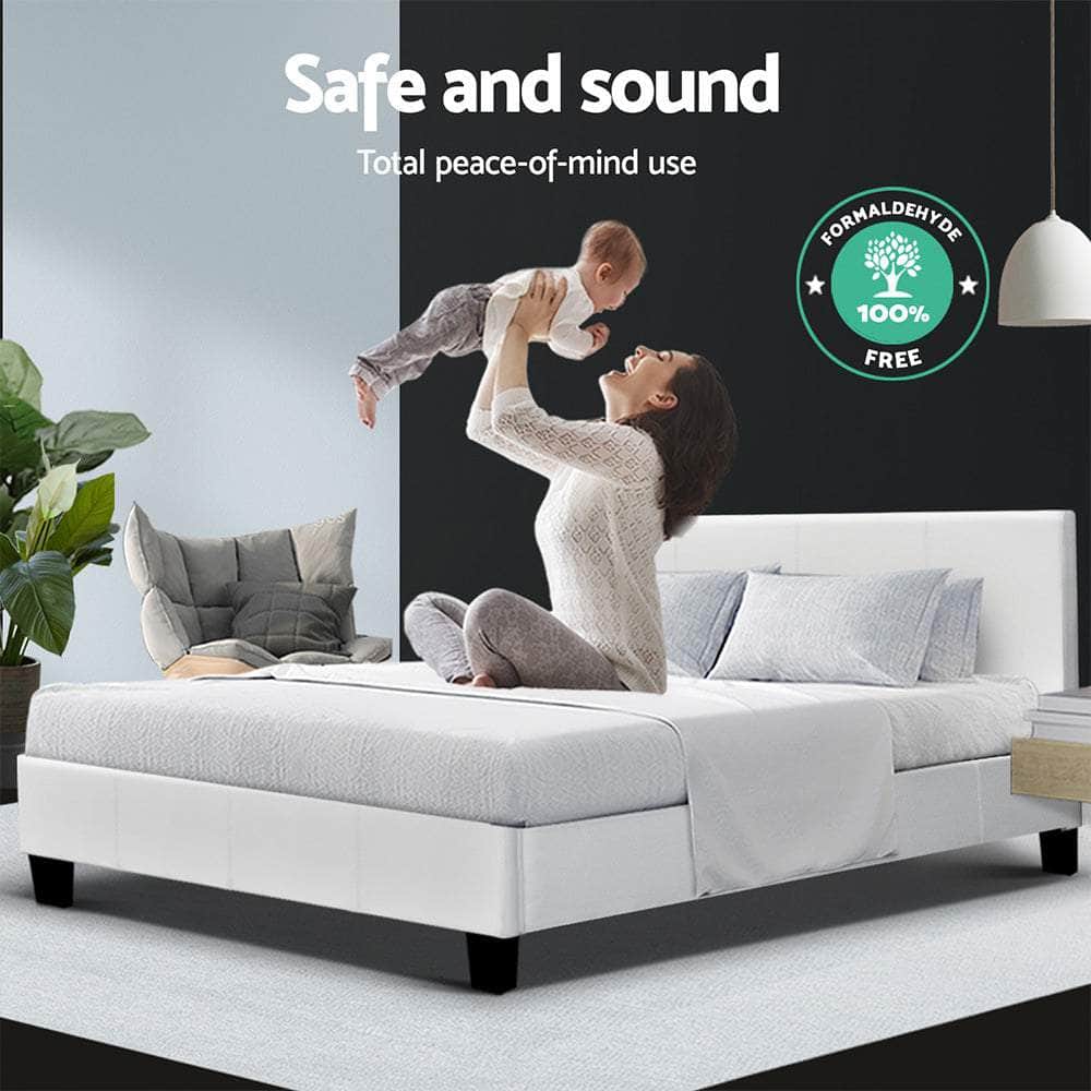Bed Frame Double Size White Neo