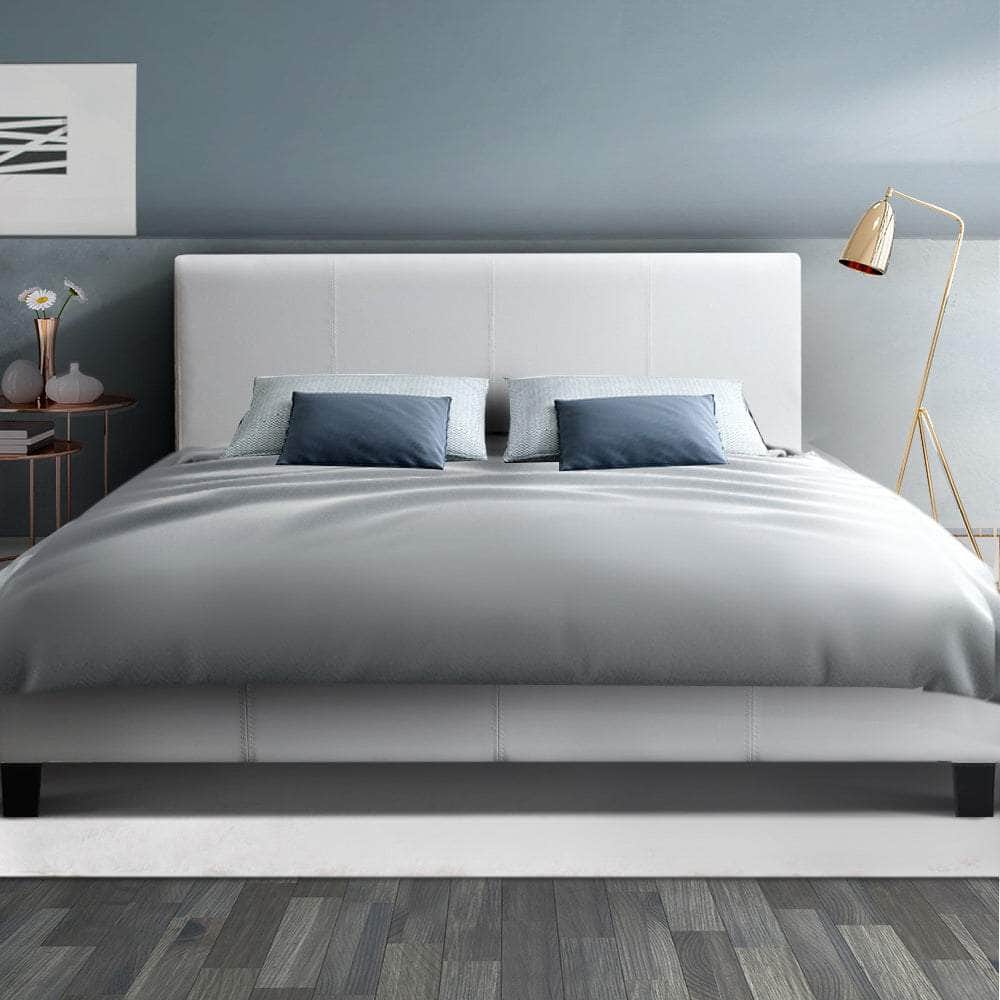 Bed Frame Double Size White Neo
