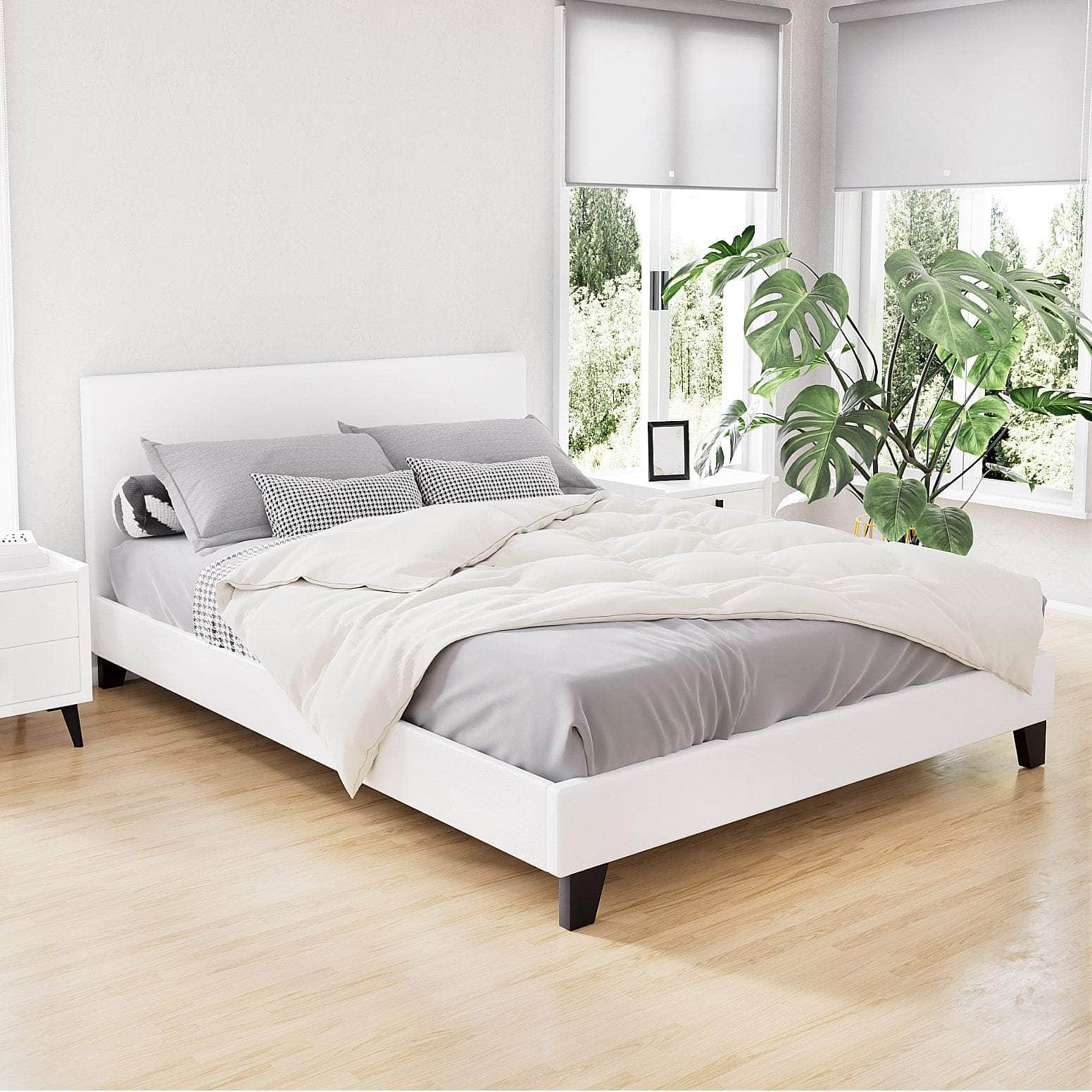Bed Frame Double Size White Neo