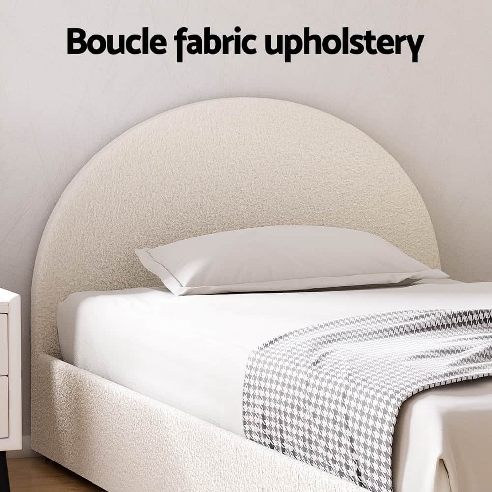 Bed Frame Gas Lift Strorage Beds Base Platform Boucle Fabric King