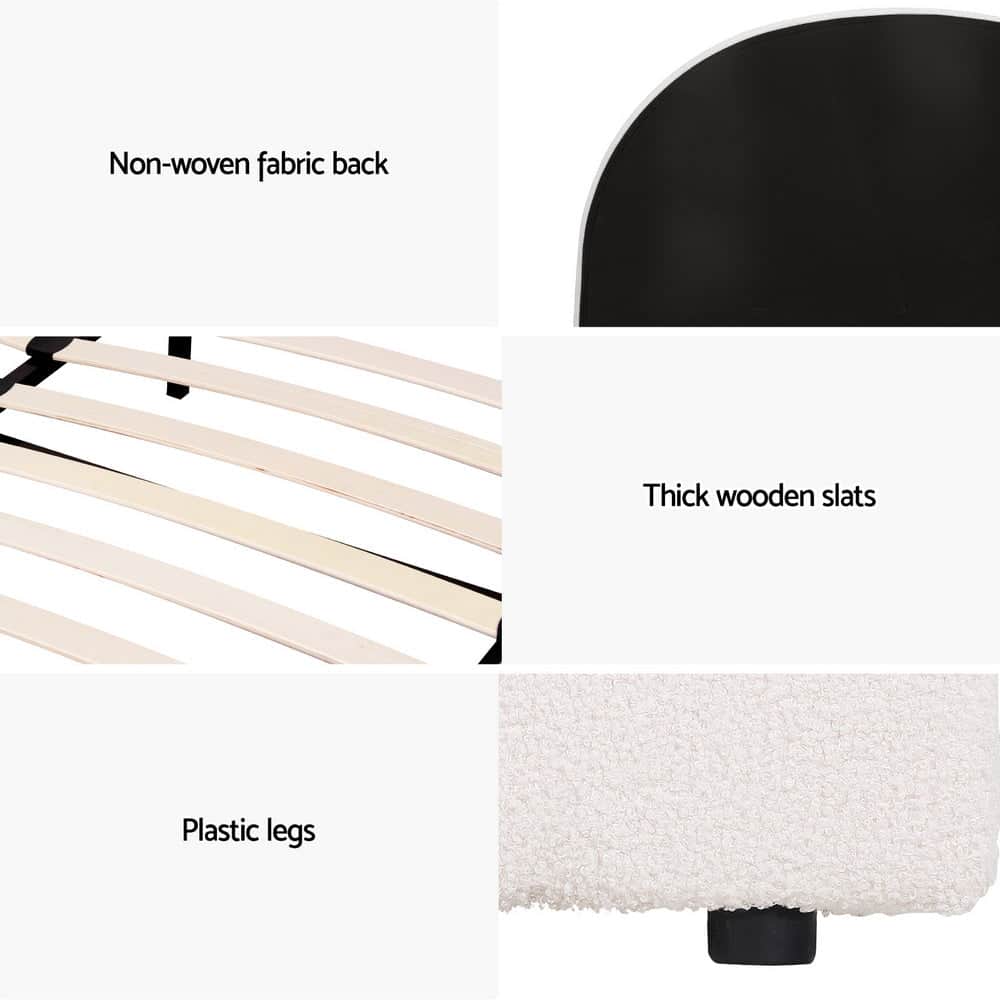 Bed Frame Gas Lift Strorage Beds Base Platform Boucle Fabric Queen