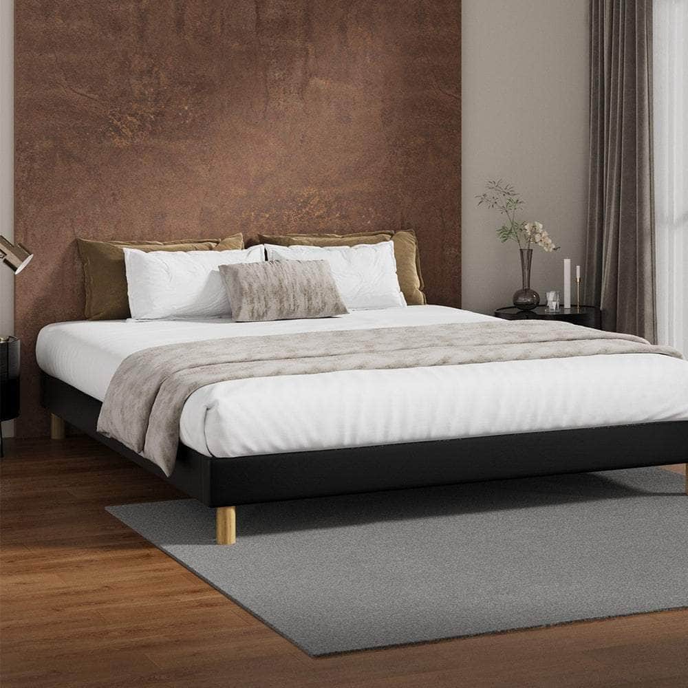 Bed Frame King & Double Size Bed Base Black Leather